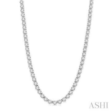 15 Ctw Round Cut Diamond Tennis Necklace in 14K White Gold